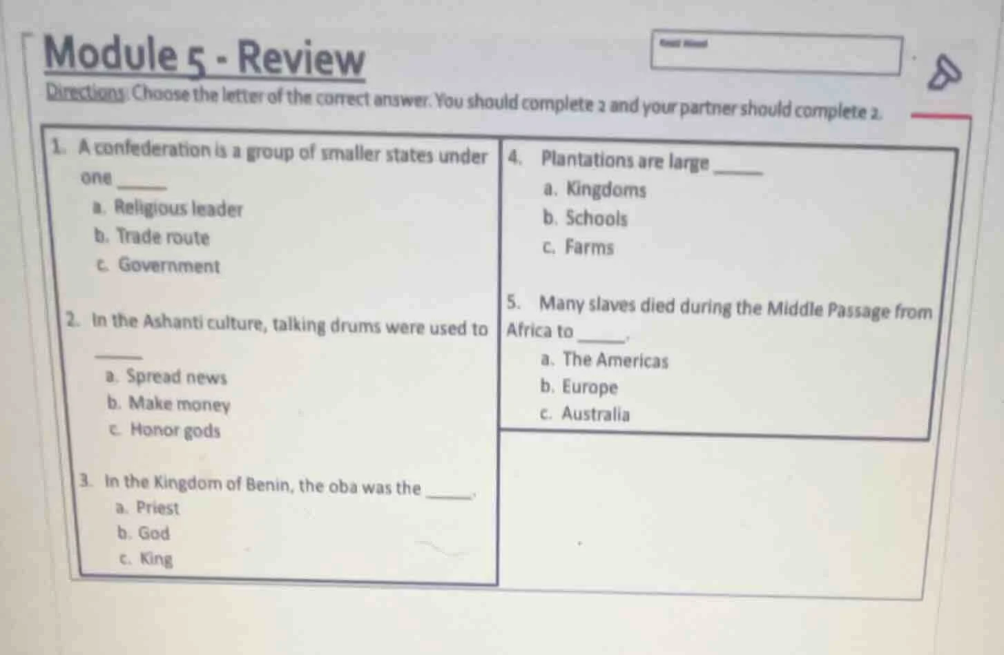 module 5 - review directions: choose the letter of the correct answer. …
