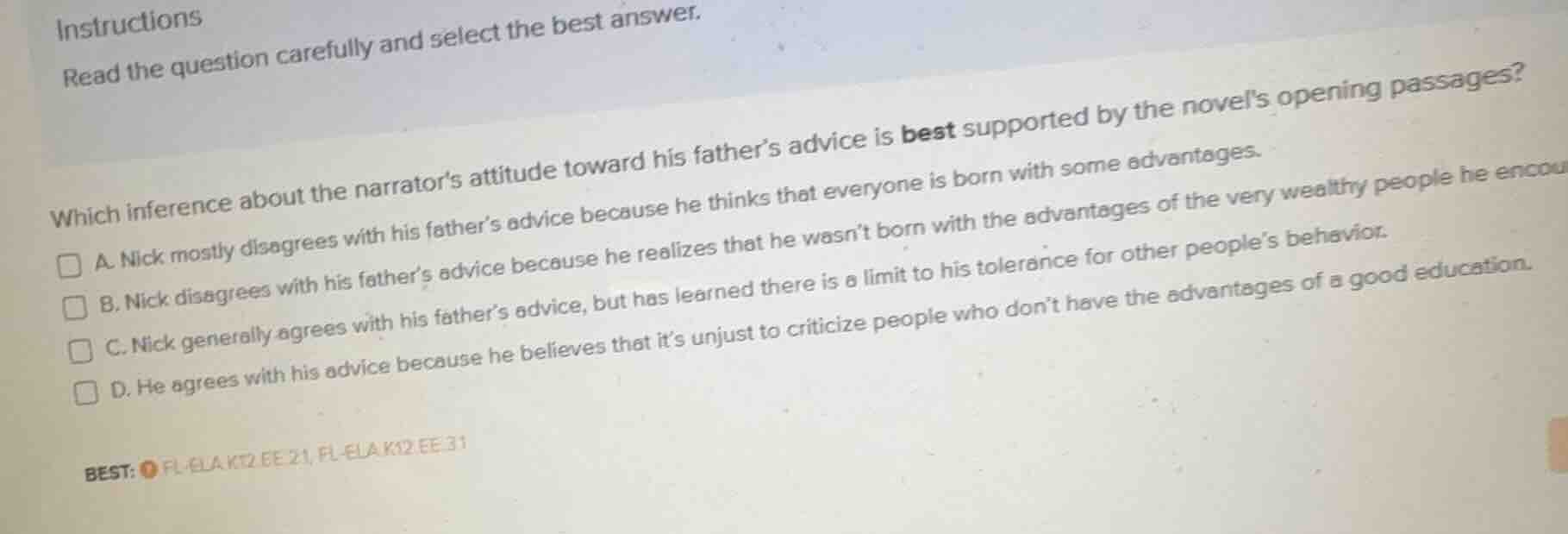 instructions read the question carefully and select the best answer. wh…