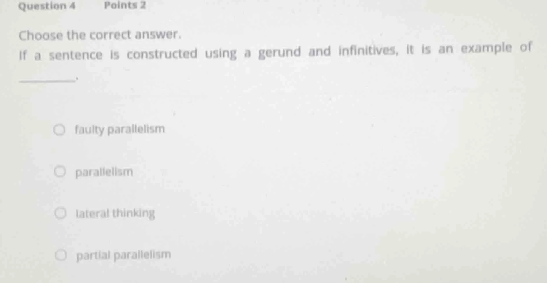 question 4 points 2 choose the correct answer. if a sentence is constru…