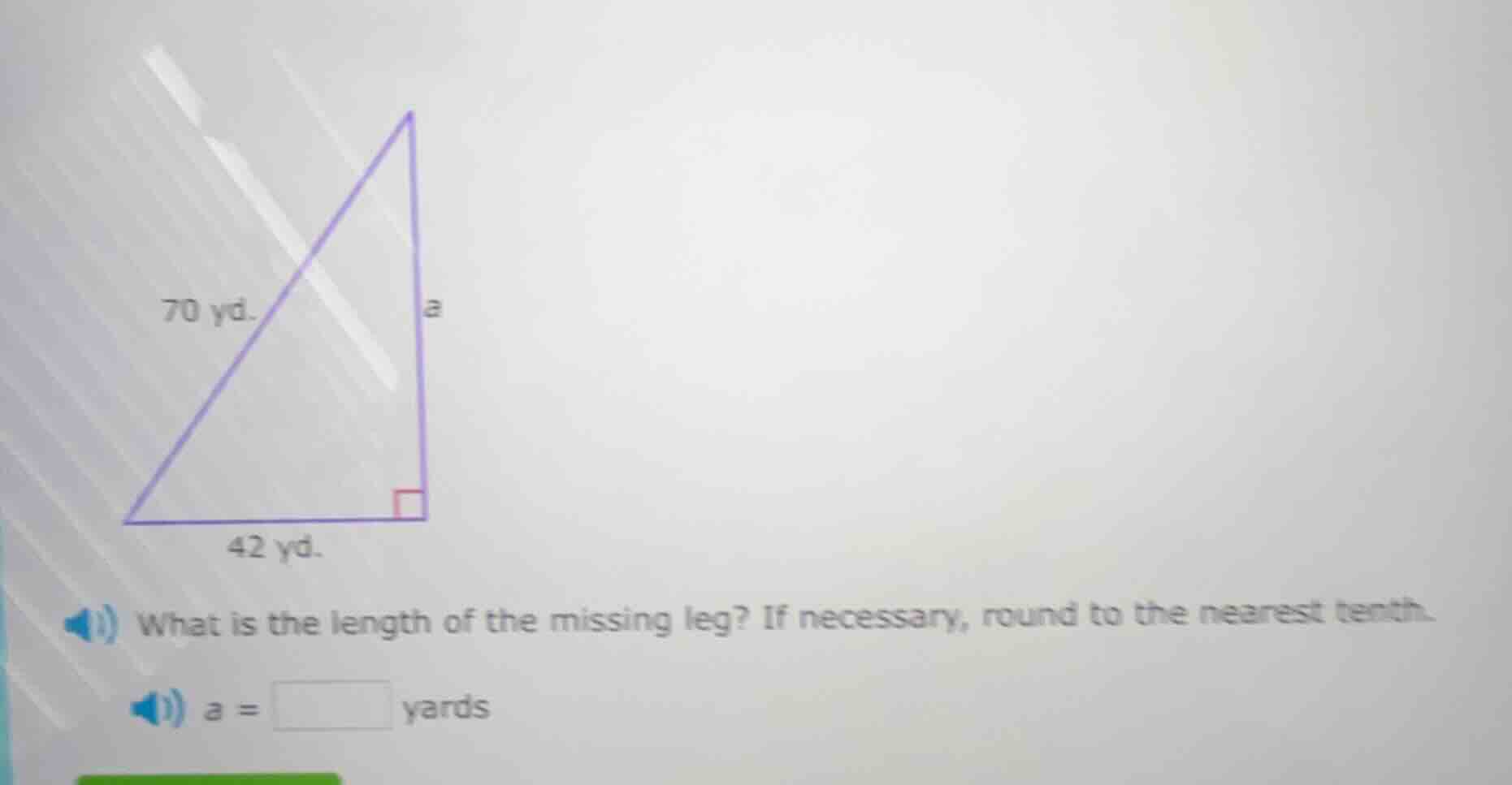 what is the length of the missing leg? if necessary, round to the neare…
