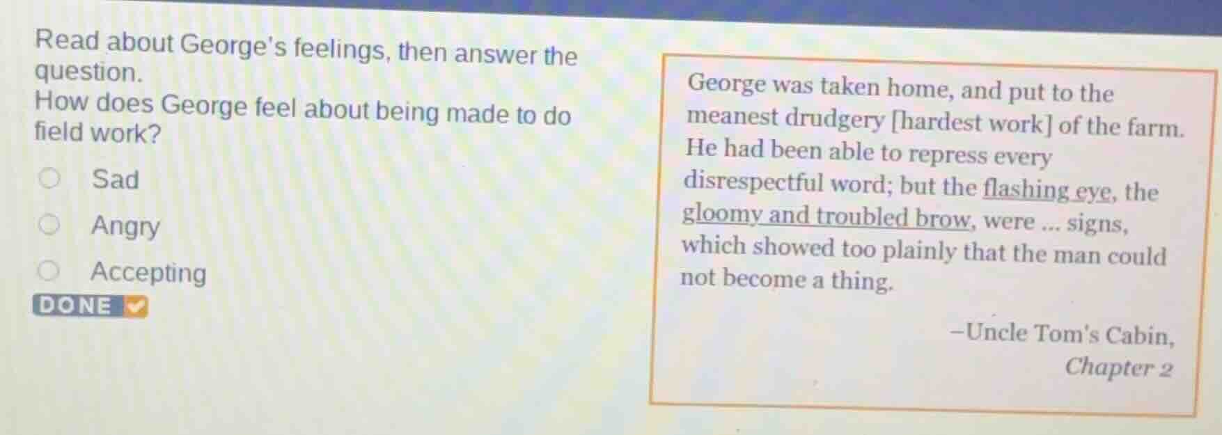 read about george’s feelings, then answer the question. how does george…