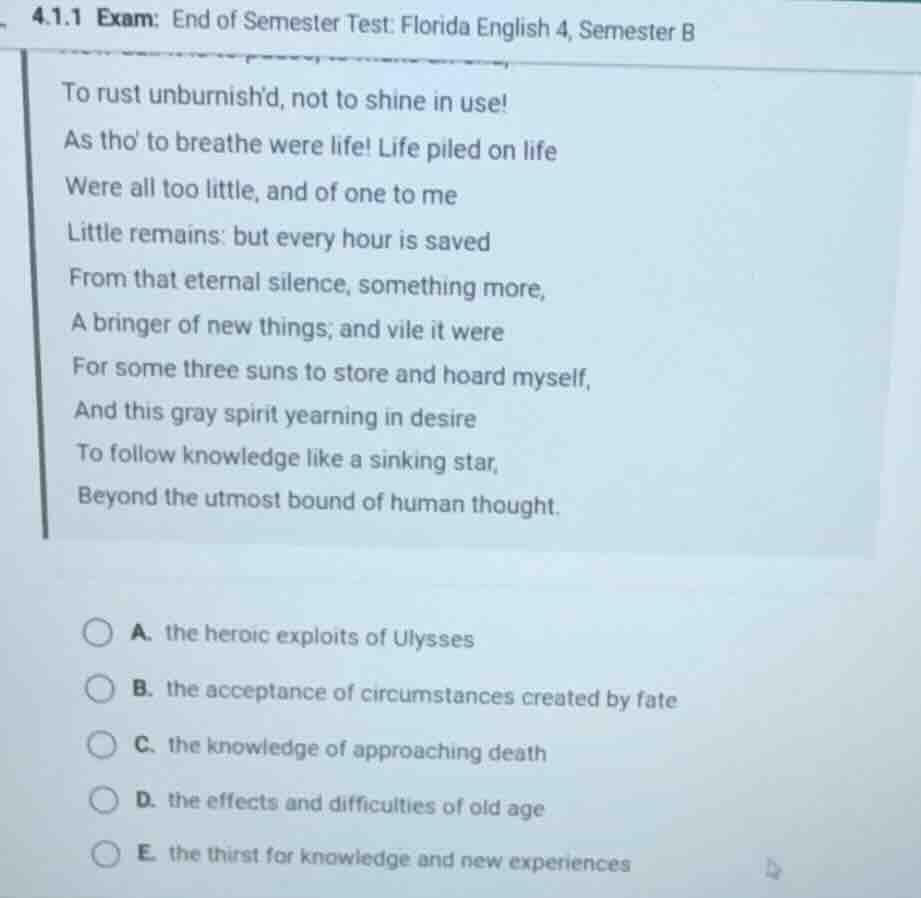 4.1.1 exam: end of semester test: florida english 4, semester b to rust…