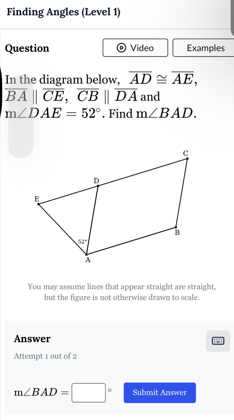 finding angles (level 1) question in the diagram below, \\(\\overline{a…