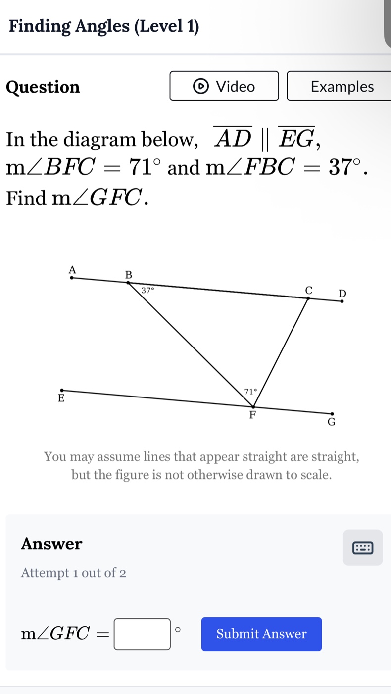 finding angles (level 1) question in the diagram below, (overline{ad} p…