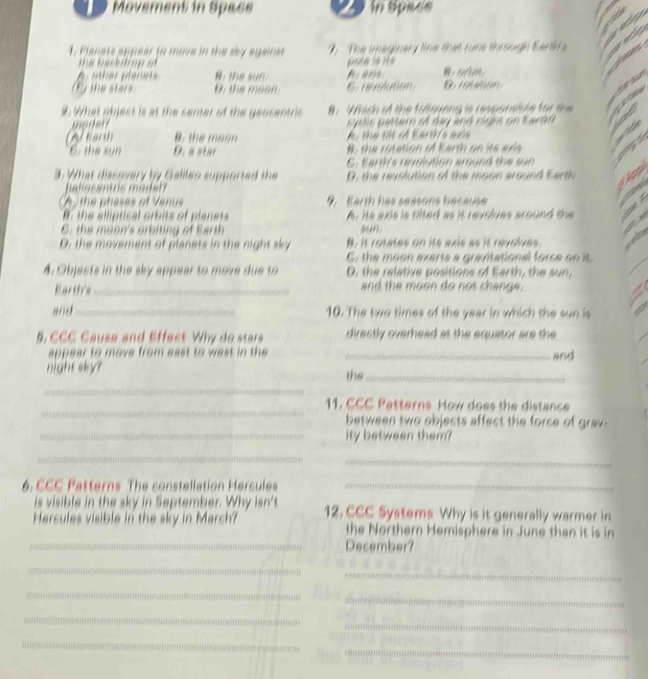 1 movement in space 1. planets appear to move in the sky against the ba…