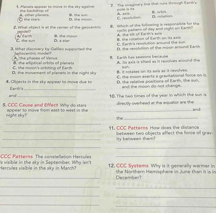 1. planets appear to move in the sky against the backdrop of a. other p…