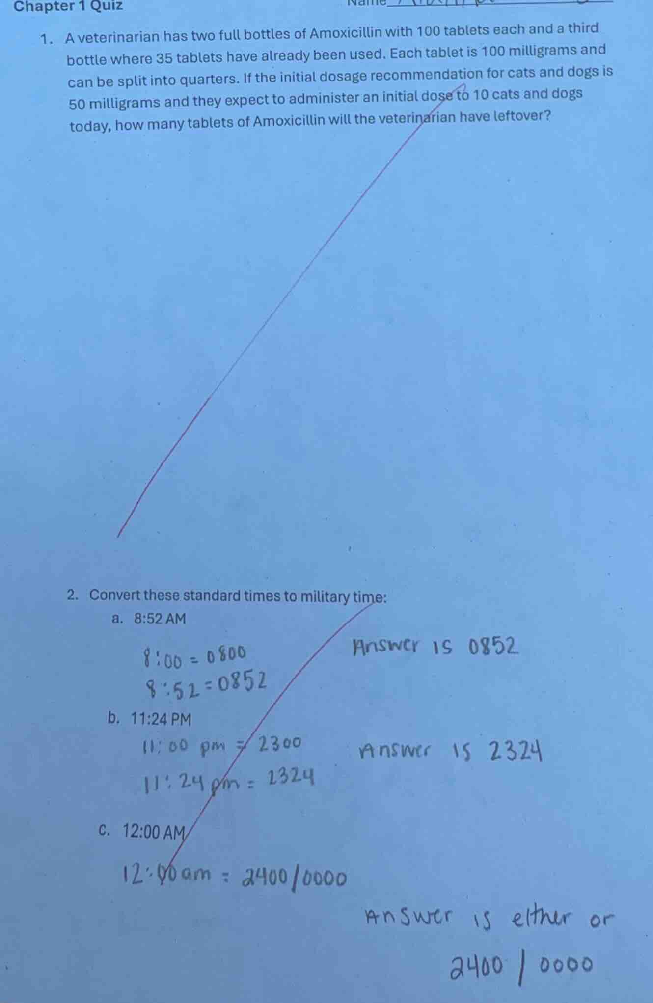 chapter 1 quiz 1. a veterinarian has two full bottles of amoxicillin wi…