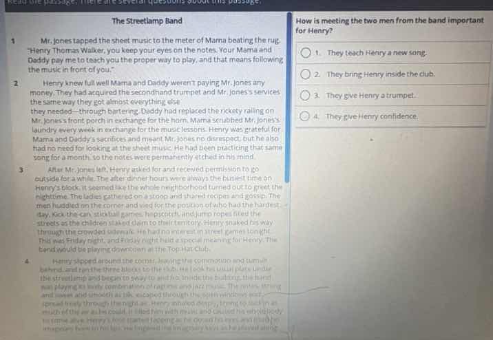 the streetlamp band 1 mr. jones tapped the sheet music of the meter of …