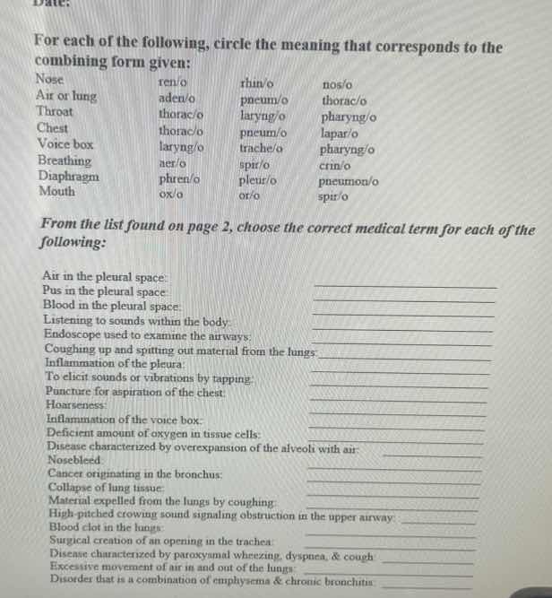 for each of the following, circle the meaning that corresponds to the c…