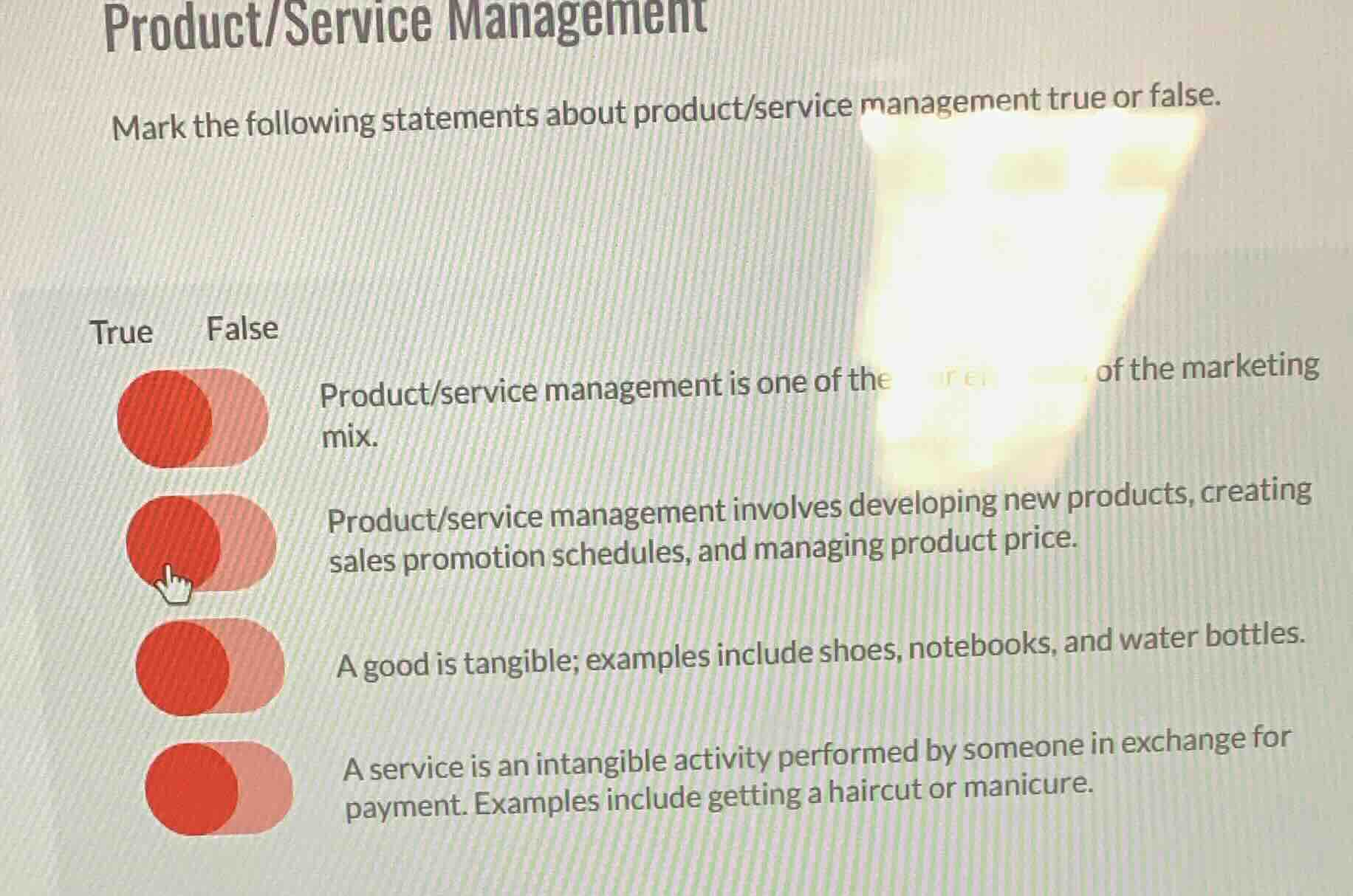 product/service management mark the following statements about product/…