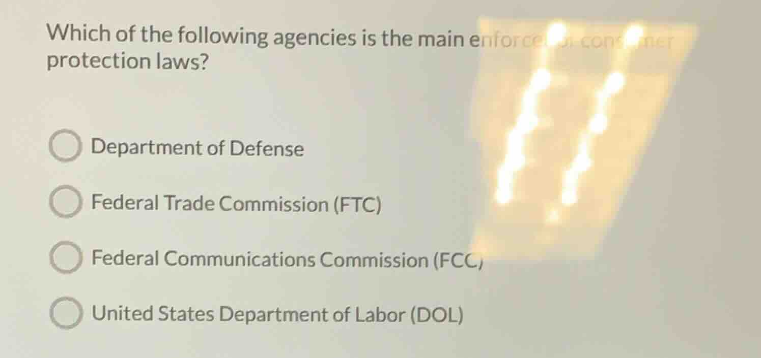 which of the following agencies is the main enforcer of consumer protec…