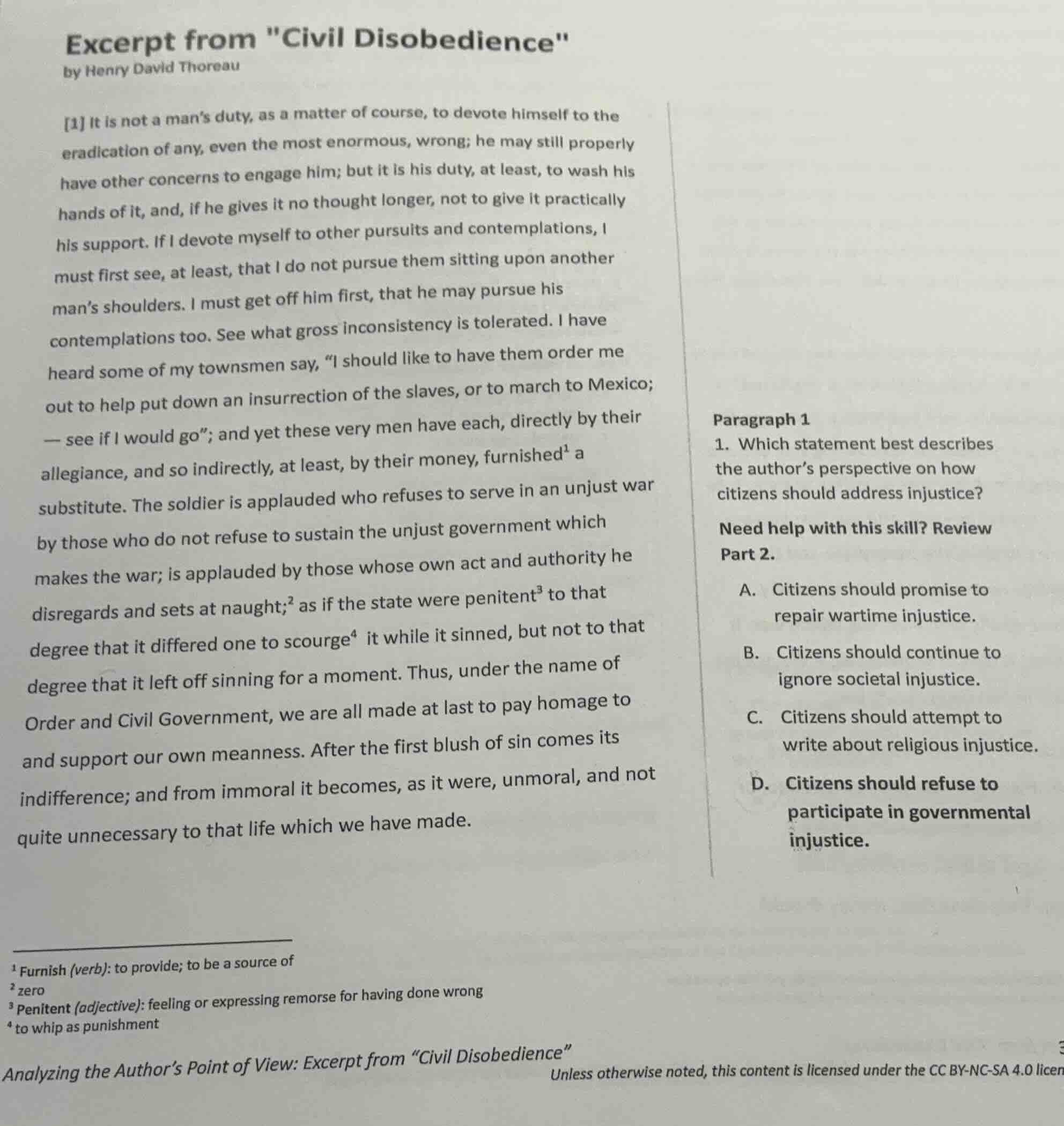 excerpt from \civil disobedience\ by henry david thoreau 1 it is not a …