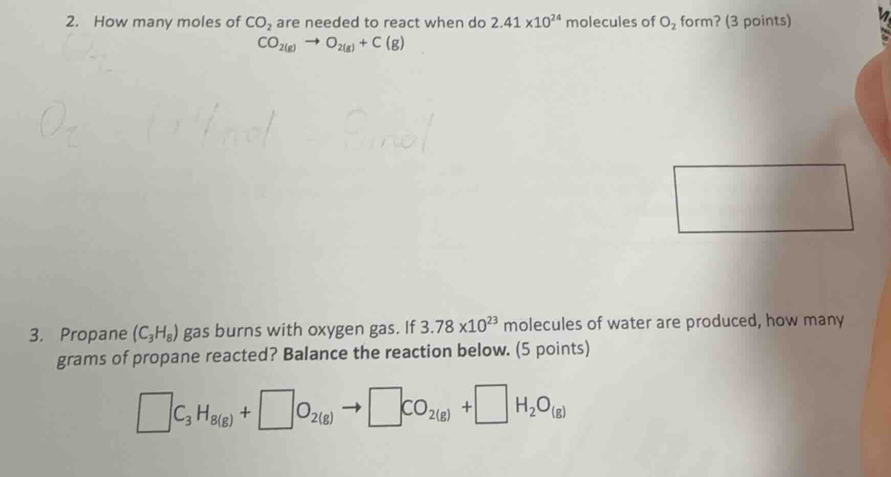 2. how many moles of co₂ are needed to react when do 2.41×10²⁴ molecule…