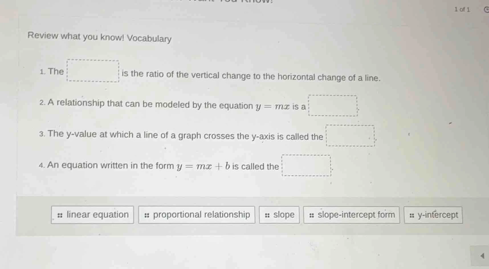 review what you know! vocabulary 1. the is the ratio of the vertical ch…