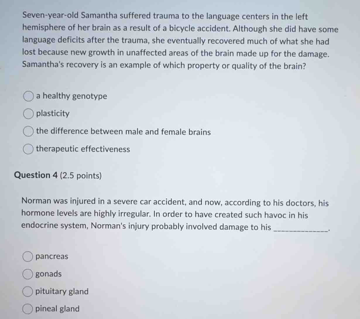 seven-year-old samantha suffered trauma to the language centers in the …