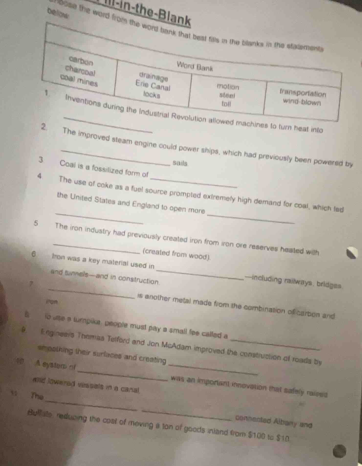 in - the - blank choose the word from the word bank that best fills in …