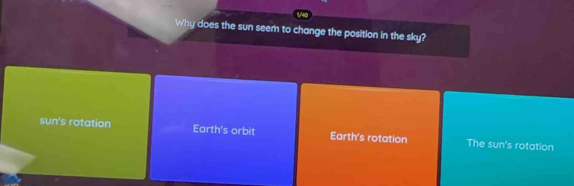 why does the sun seem to change the position in the sky? sun’s rotation…