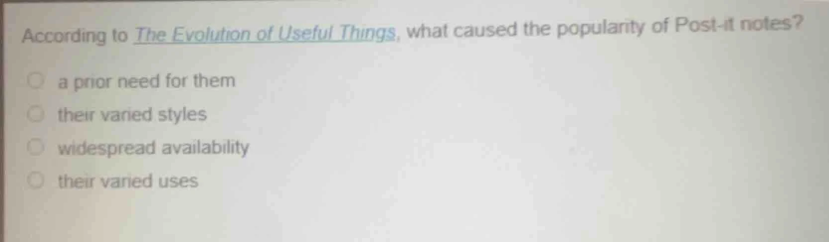according to the evolution of useful things, what caused the popularity…