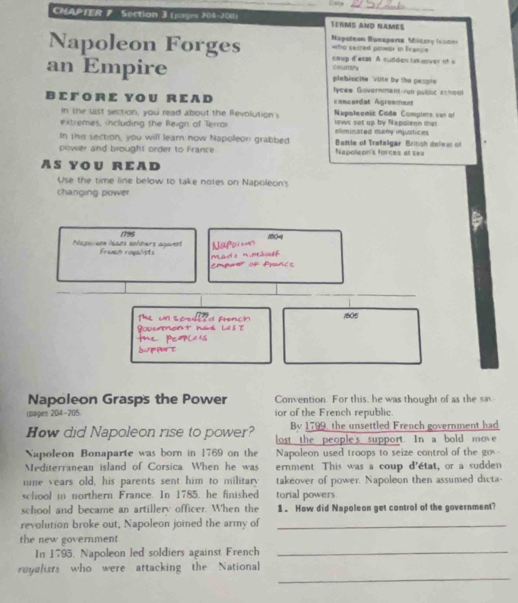 chapter 7 section 3 (pages 204 - 208) napoleon forges an empire before …