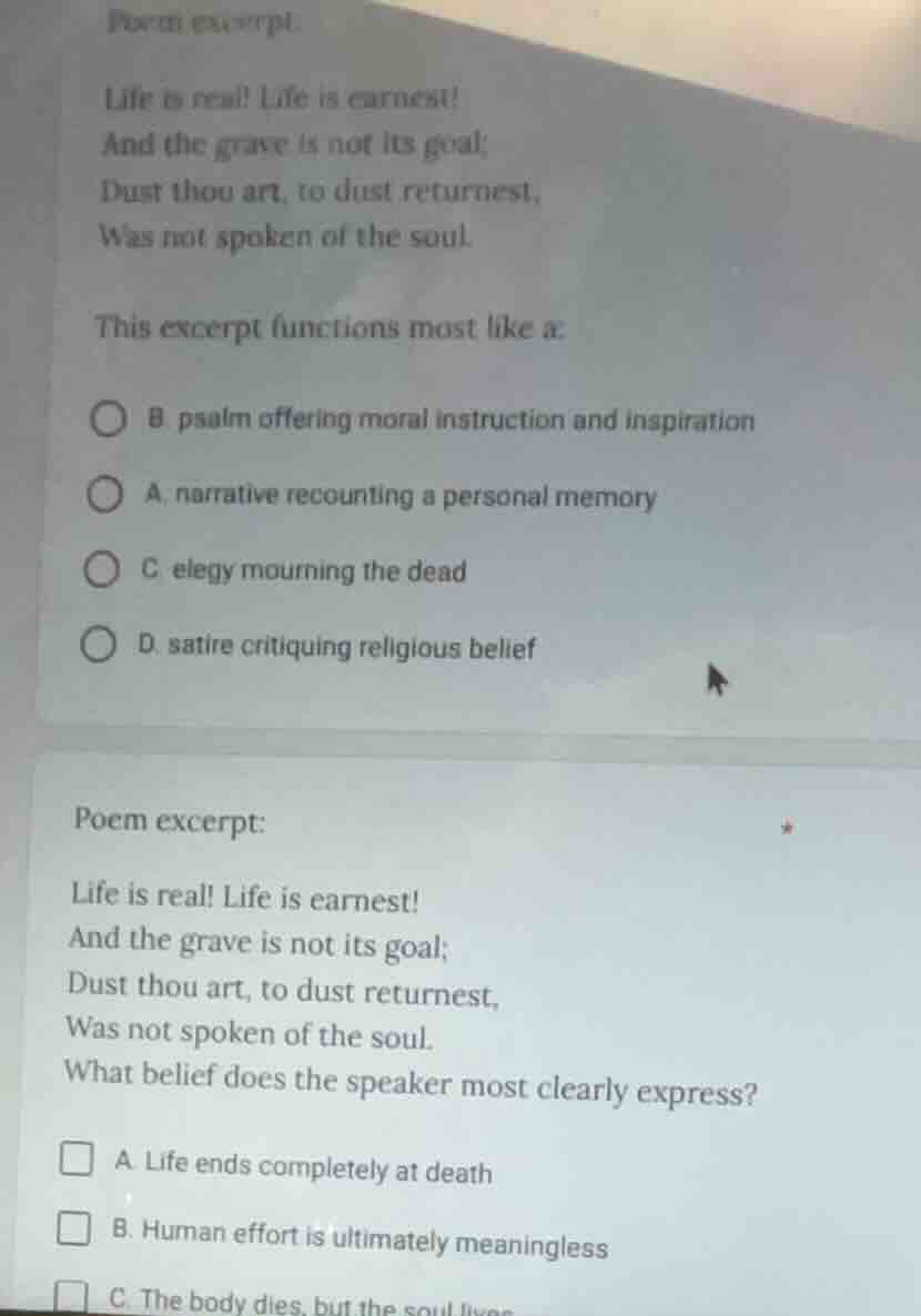 poem excerpt life is real! life is earnest! and the grave is not its go…