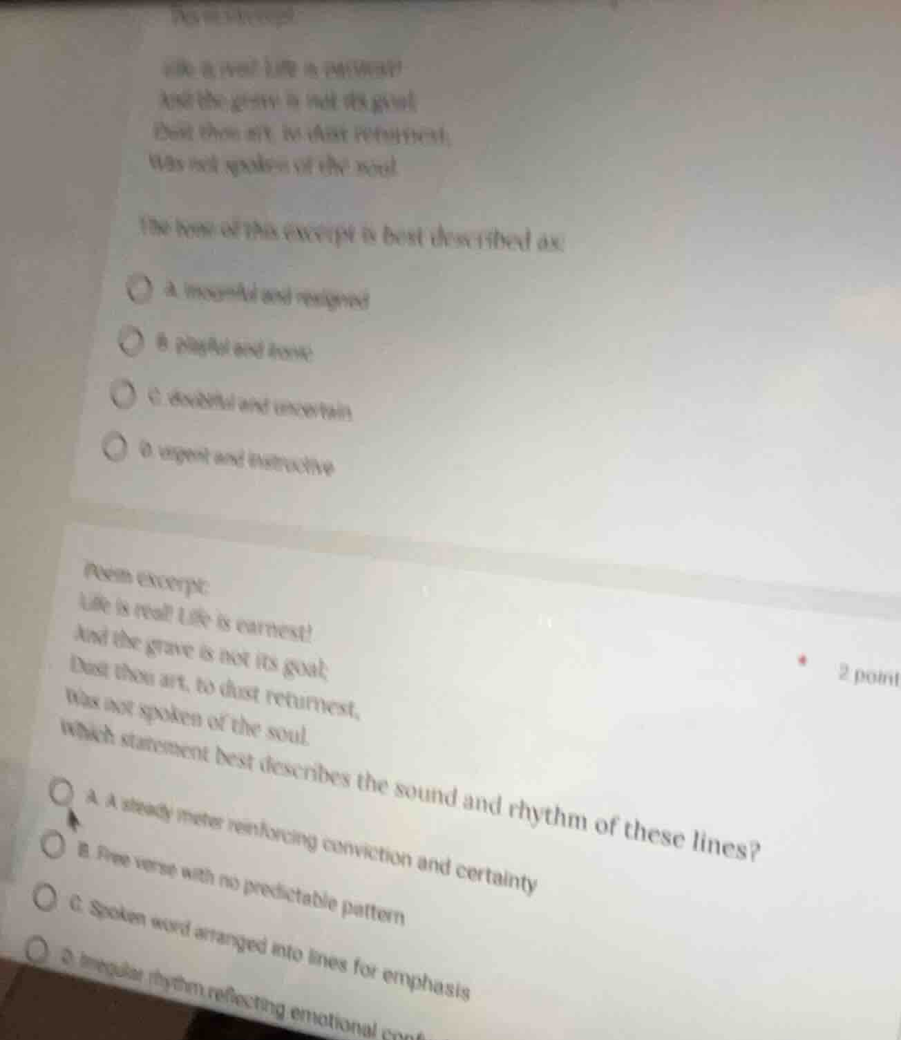 poem excerpt: life is real! life is earnest! and the grave is not its g…