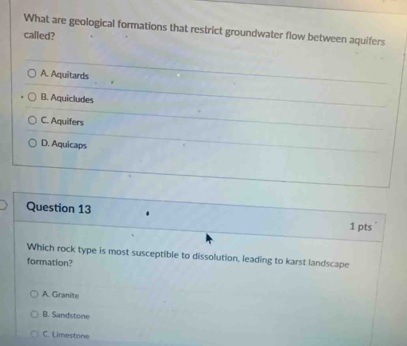 what are geological formations that restrict groundwater flow between a…