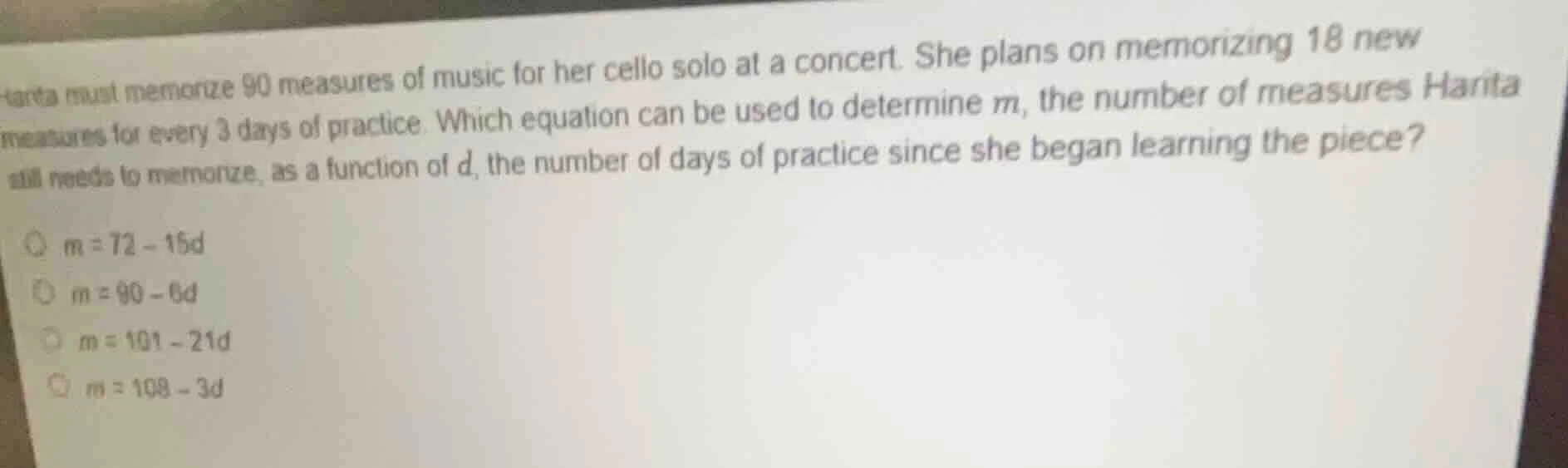 harita must memorize 90 measures of music for her cello solo at a conce…