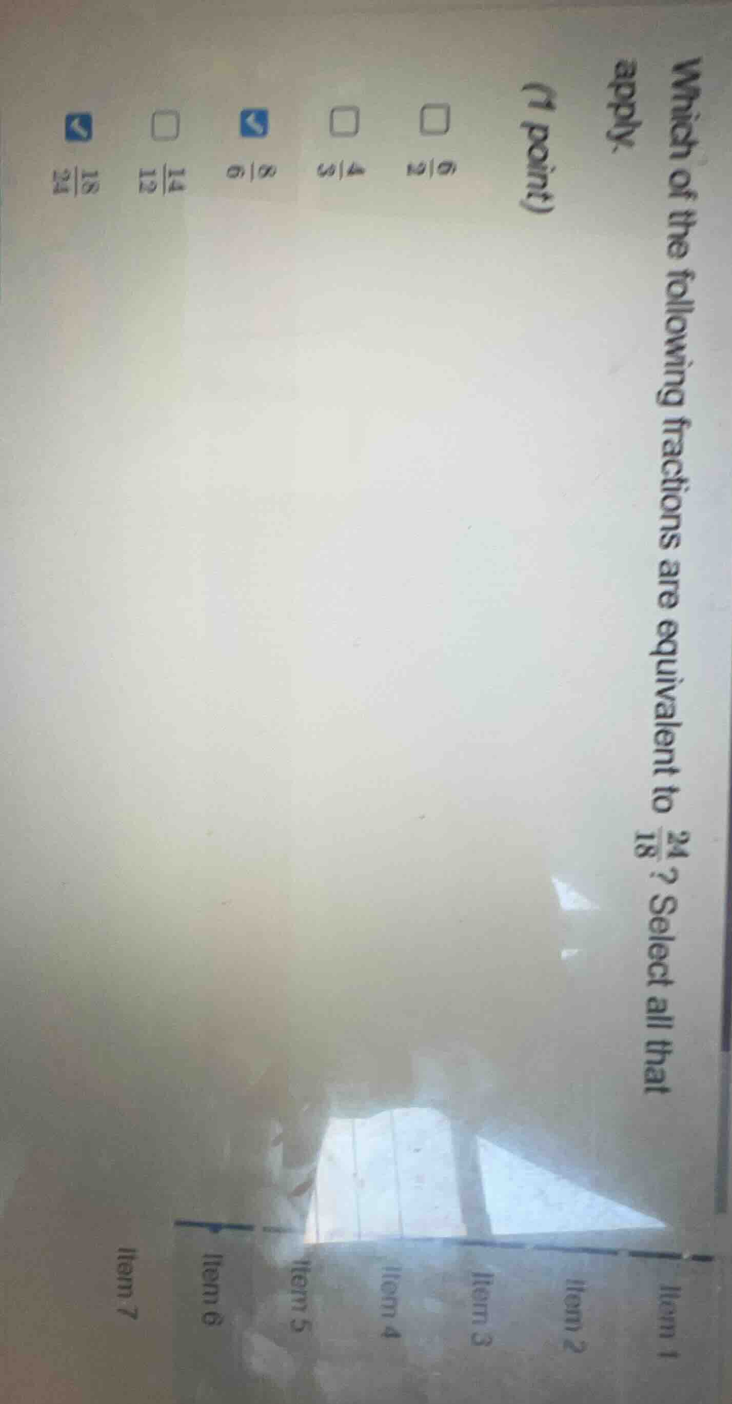 which of the following fractions are equivalent to \\(\\frac{24}{18}\\)…
