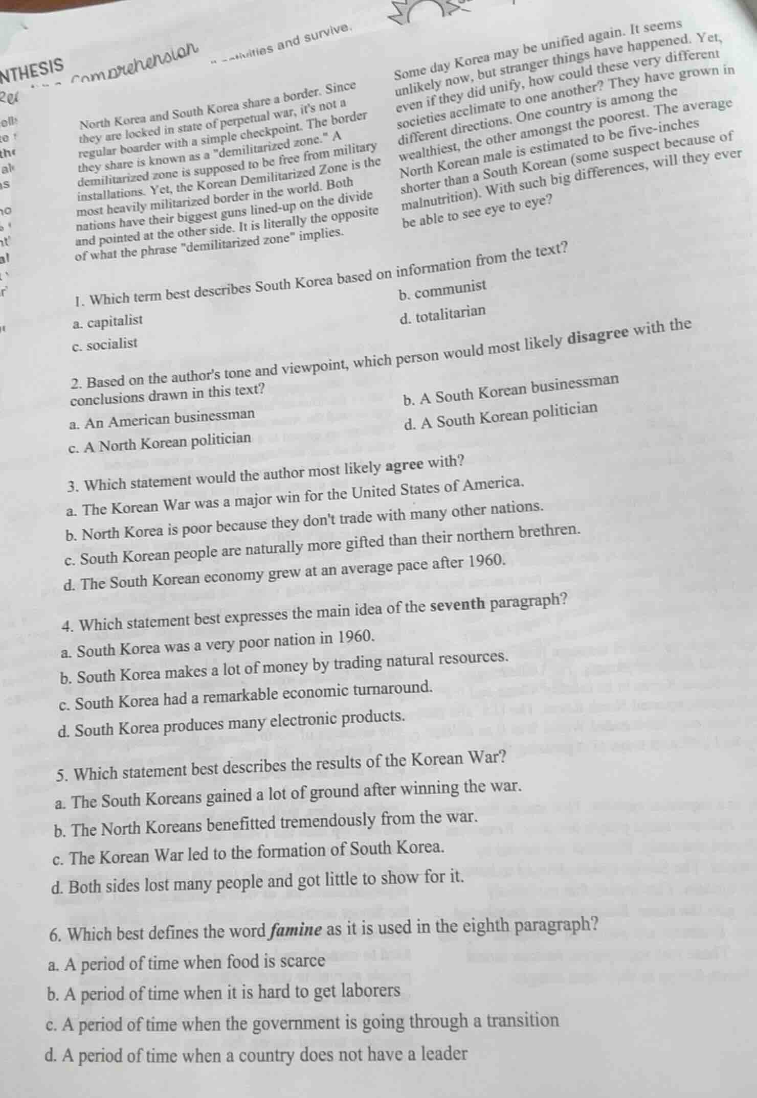 north korea and south korea share a border. since they are locked in st…