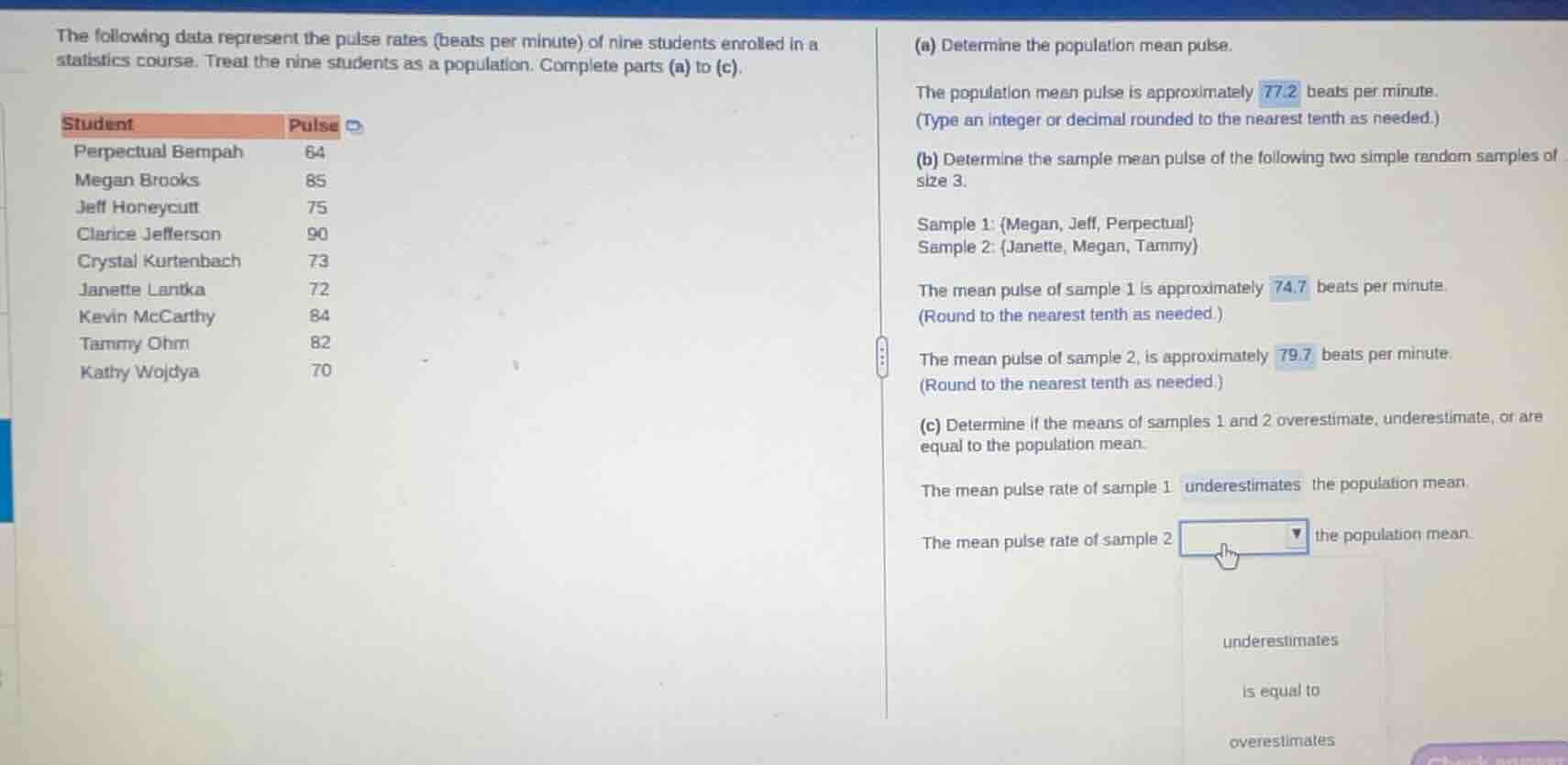 the following data represent the pulse rates (beats per minute) of nine…