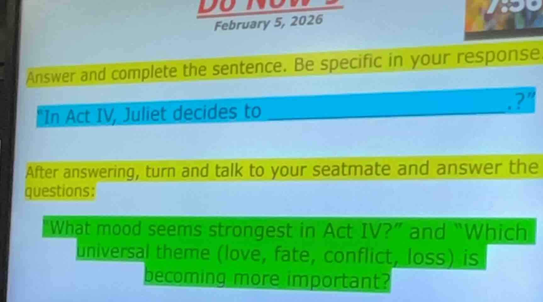 do now 5 february 5, 2026 answer and complete the sentence. be specific…