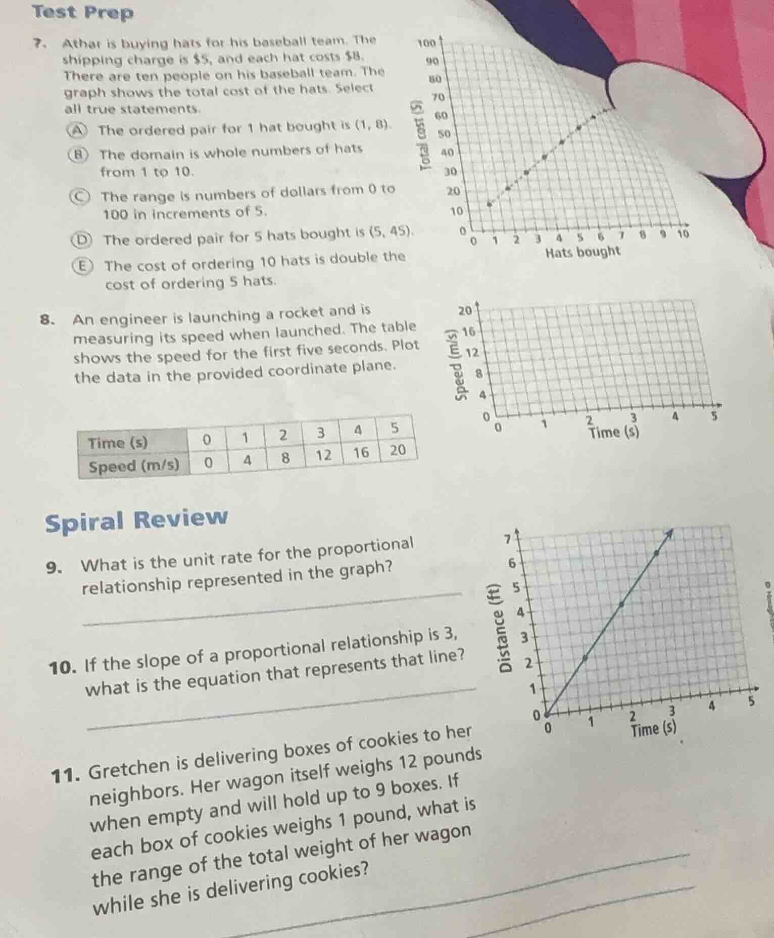 test prep 7. athar is buying hats for his baseball team. the shipping c…