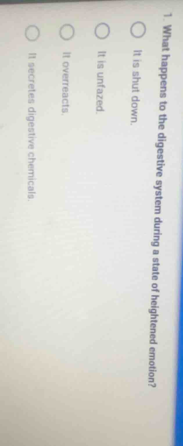 1. what happens to the digestive system during a state of heightened em…