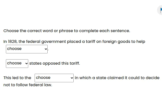 choose the correct word or phrase to complete each sentence. in 1828, t…