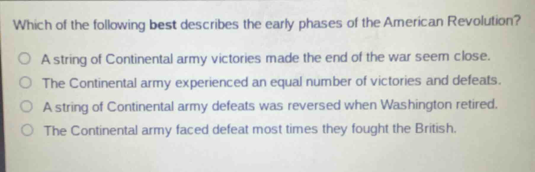 which of the following best describes the early phases of the american …