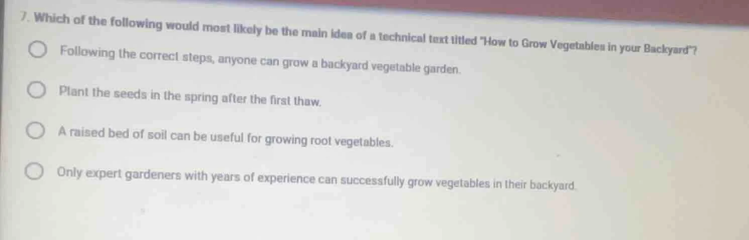 7. which of the following would most likely be the main idea of a techn…