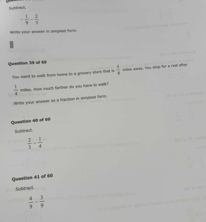 subtract. $\\boldsymbol{-\frac{1}{9} - \frac{2}{3}}$ write your answer …