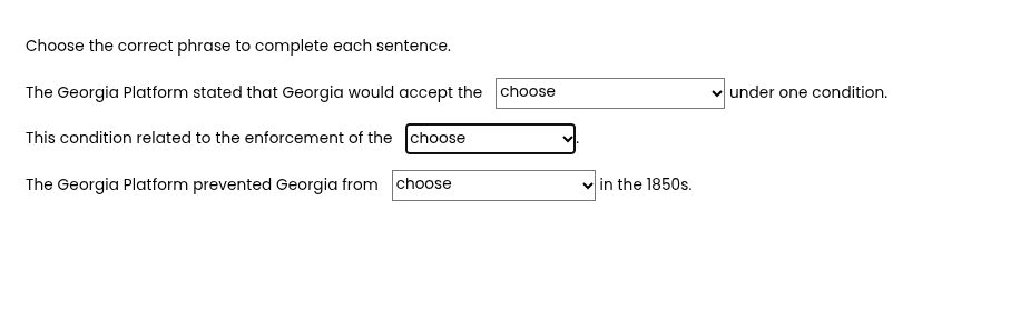 choose the correct phrase to complete each sentence. the georgia platfo…