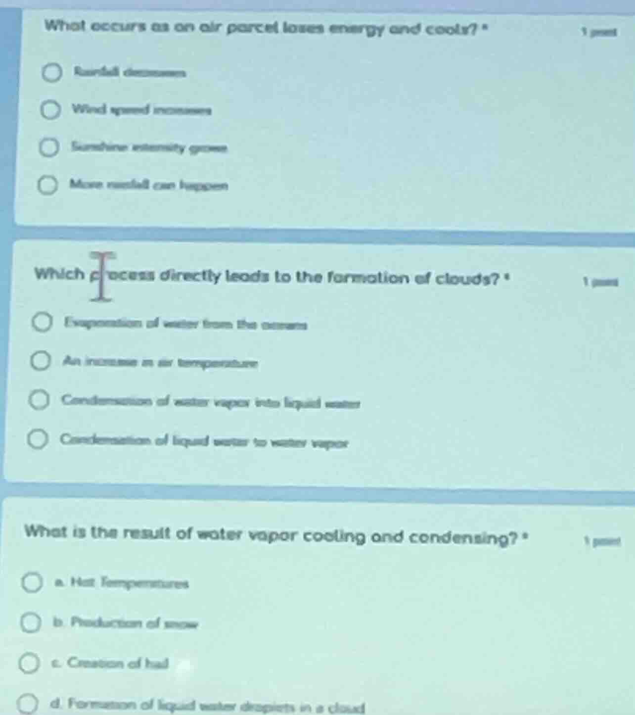 what occurs as an air parcel loses energy and cools? rainfall decreases…