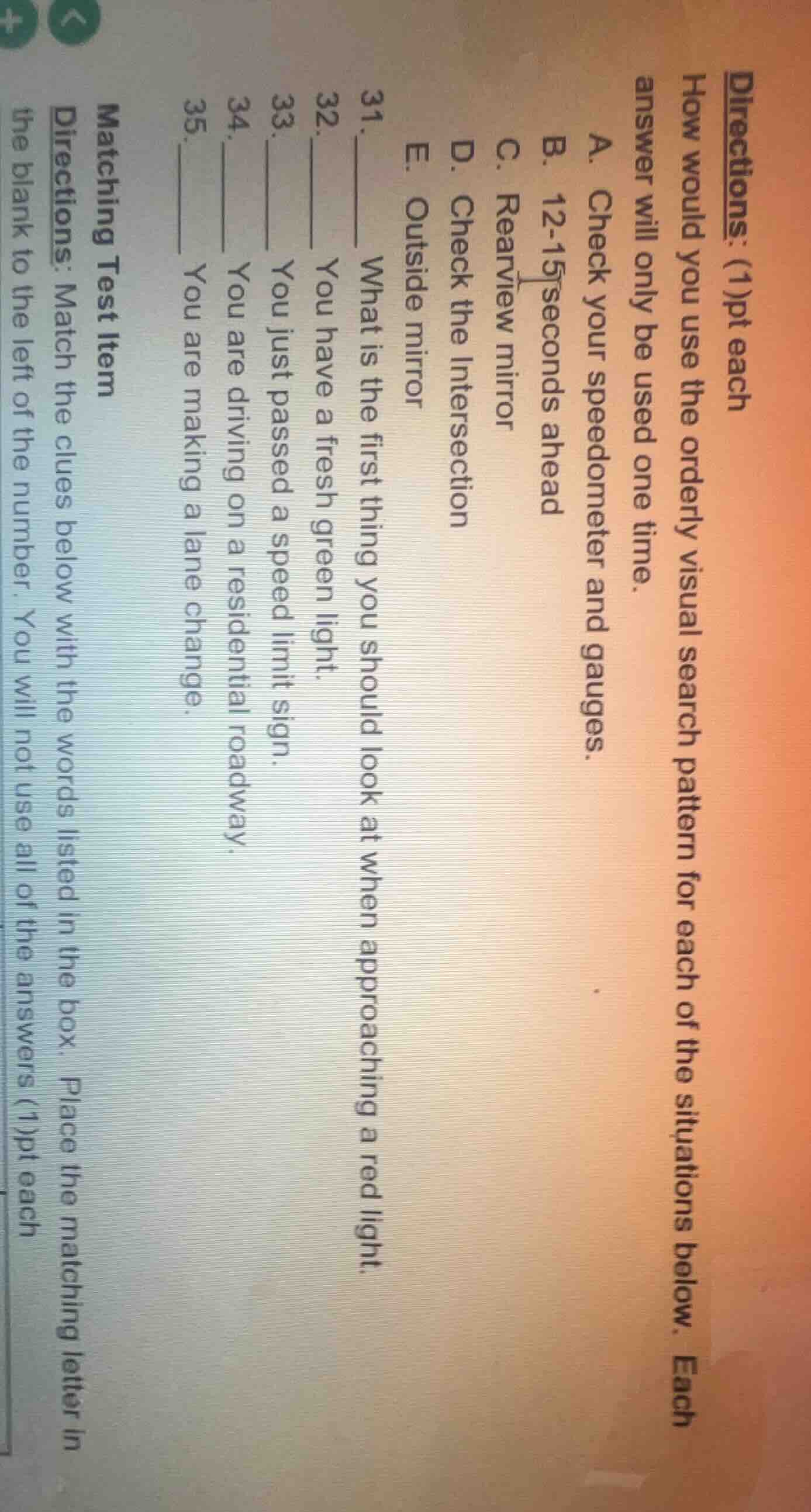 directions: (1)pt each how would you use the orderly visual search patt…