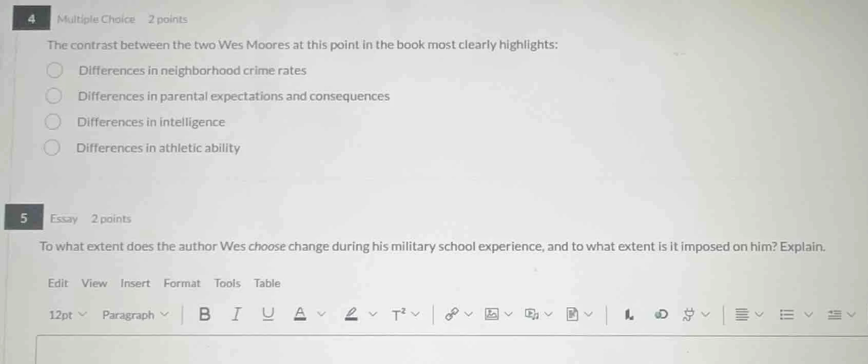 4 multiple choice 2 points the contrast between the two wes moores at t…