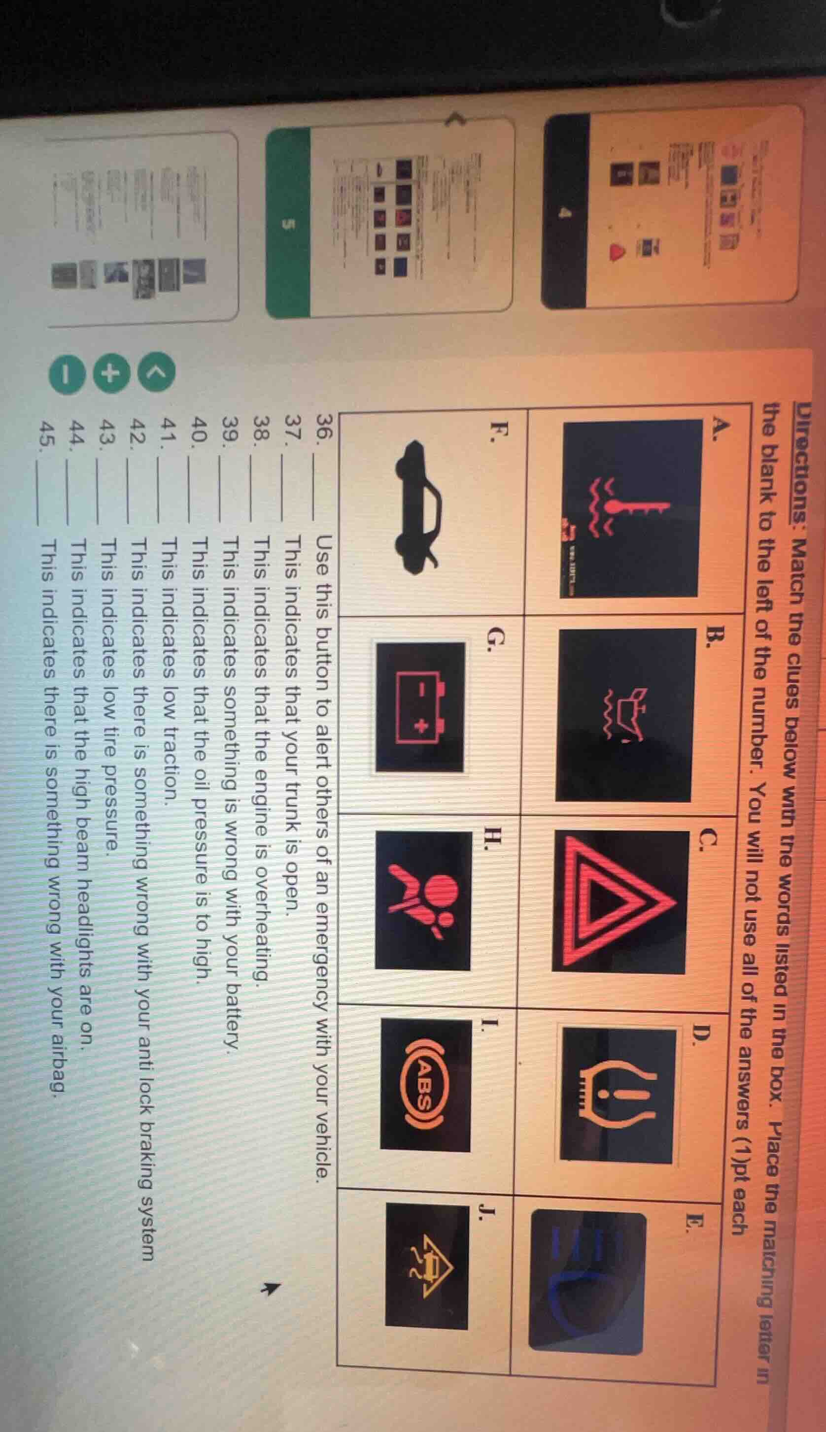 directions: match the clues below with the words listed in the box. pla…