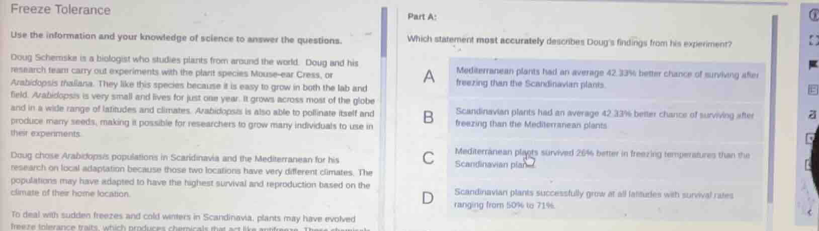 freeze tolerance use the information and your knowledge of science to a…
