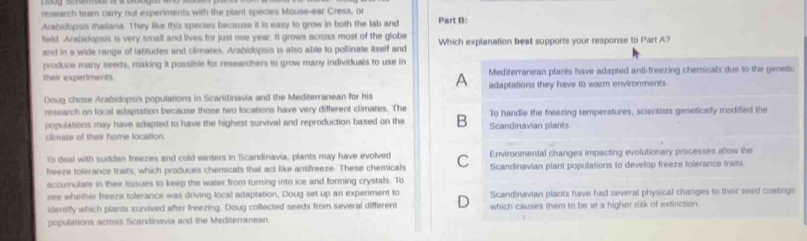 research team carry out experiments with the plant species mouse - ear …