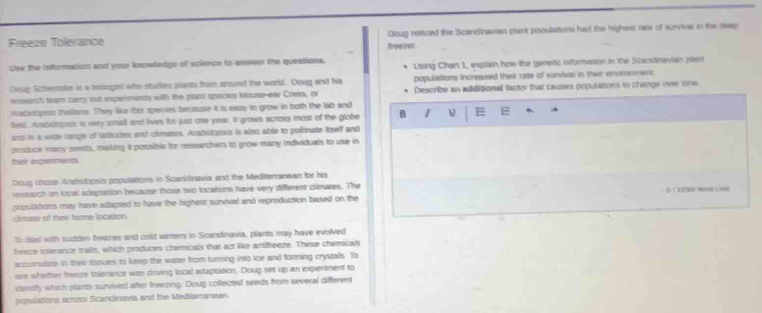 freeze tolerance use the information and your knowledge of science to a…