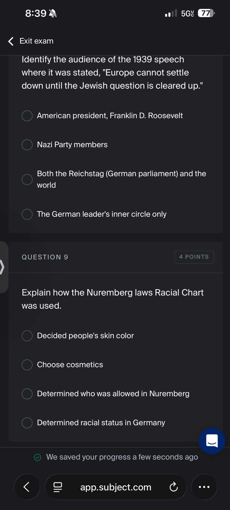 identify the audience of the 1939 speech where it was stated, \europe c…