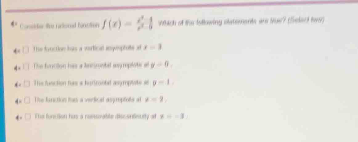 consider the rational function $f(x) = \\frac{x^2 - 1}{x^2 - 4}$. which…