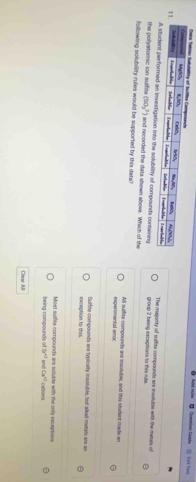 data table: solubility of sulfite compounds 11. a student performed an …