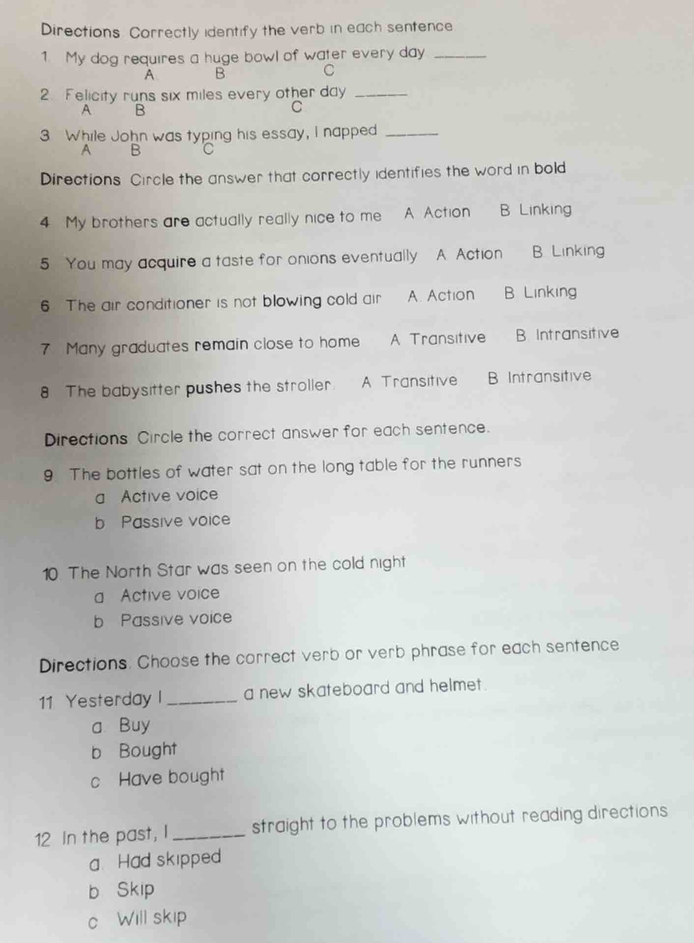 directions correctly identify the verb in each sentence 1 my dog requir…