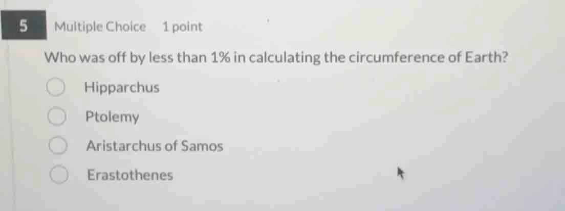 5 multiple choice 1 point who was off by less than 1% in calculating th…